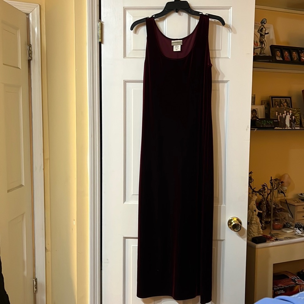 Cold water Creek maroon velvet long dress